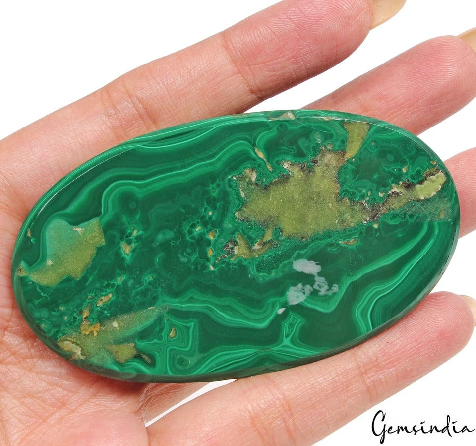 560 Ct Natural Untreated Green Malachite Artistic Design Oval Cab Loose Gemstone
