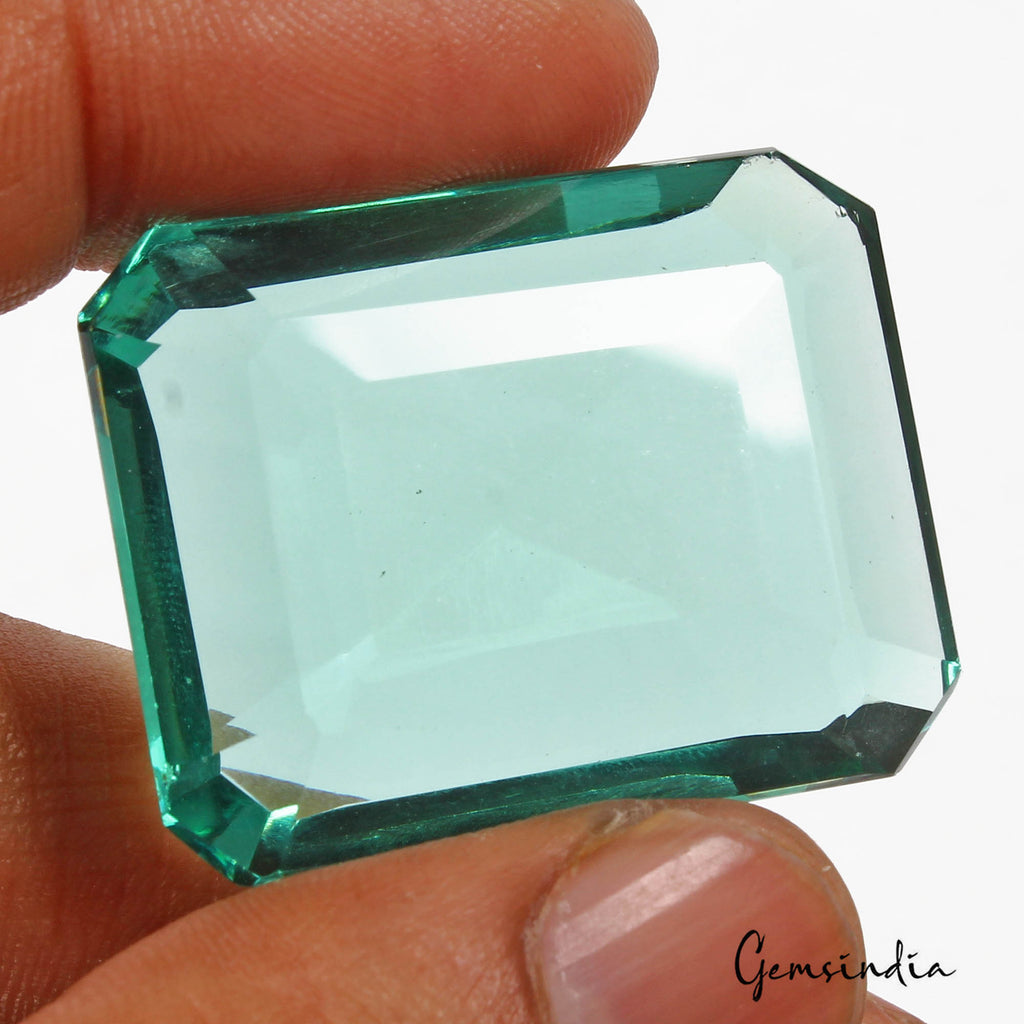 102.20 Cts Hydro Aquamarine Teal Green Octagon Cut Lab Created Gem For Pendant