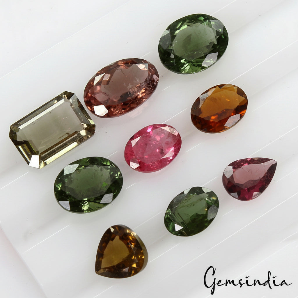 9 Pcs Natural Untreated Multi Color Tourmaline Mix Cut Loose Gemstones ~15.10Ct