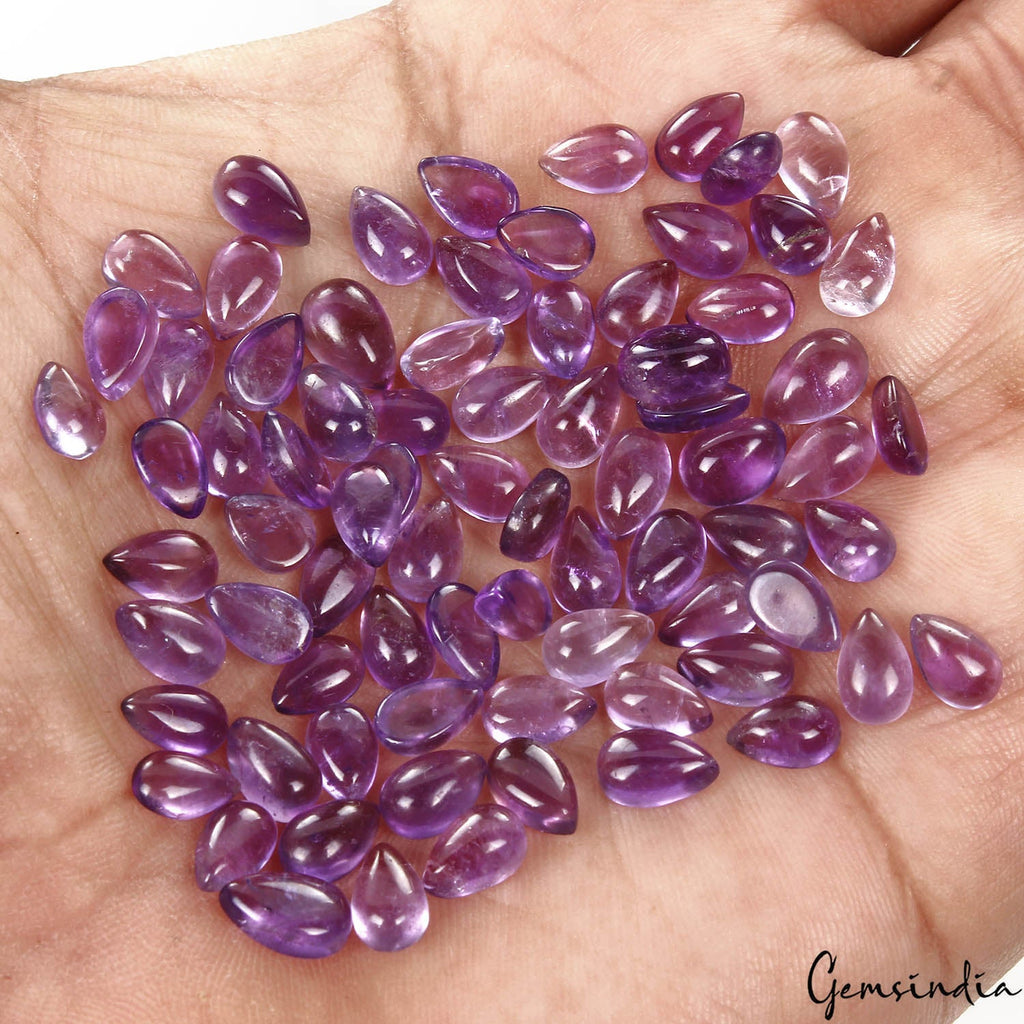 70.50 Ct/76 Pcs Natural Purple Brazilian Amethyst Pear Cab Loose Gem For Jewelry