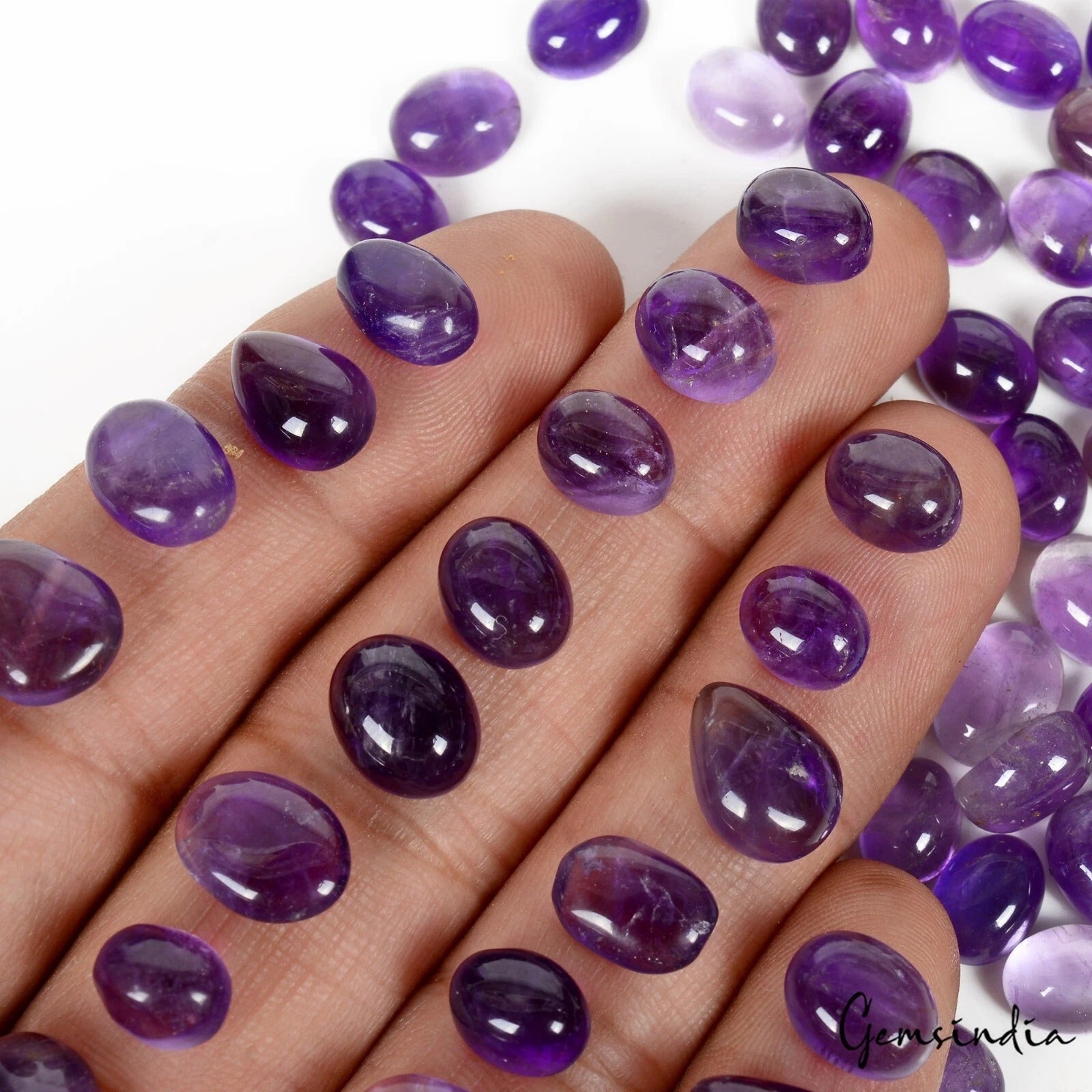 195 Cts/78 Pcs Natural Untreated Purple Amethyst Mix Cab Loose Gems For Jewelry