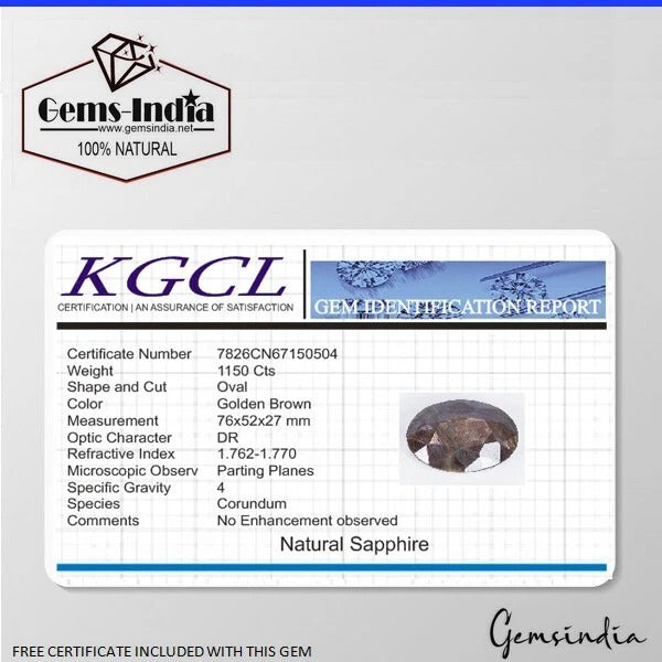Certified 1150 Cts Natural Untreated Brown Sapphire Oval Cut Huge Size Loose Gem