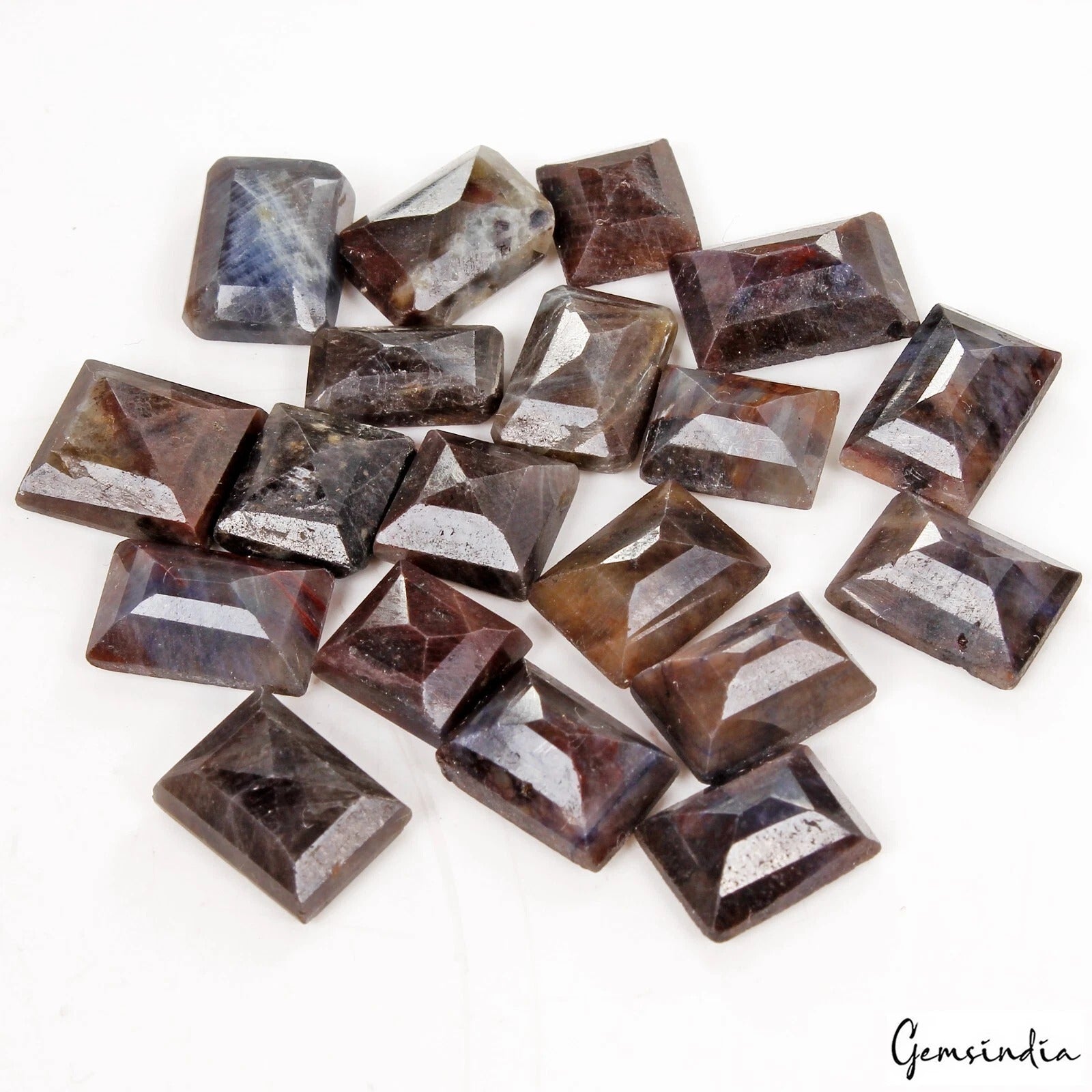 Certified 146.70 Ct/19 Pcs Natural Untreated Brown Red Sapphire Baguette Cut Gem