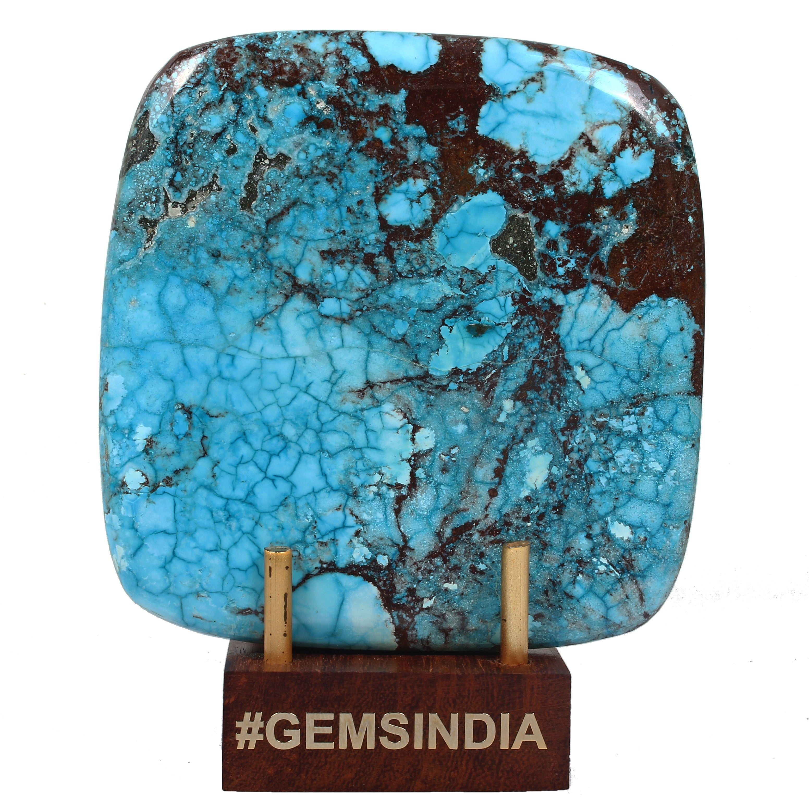 490 Ct Spiderweb Blue Arizona Turquoise Cushion Cab Museum Size Loose Gemstone