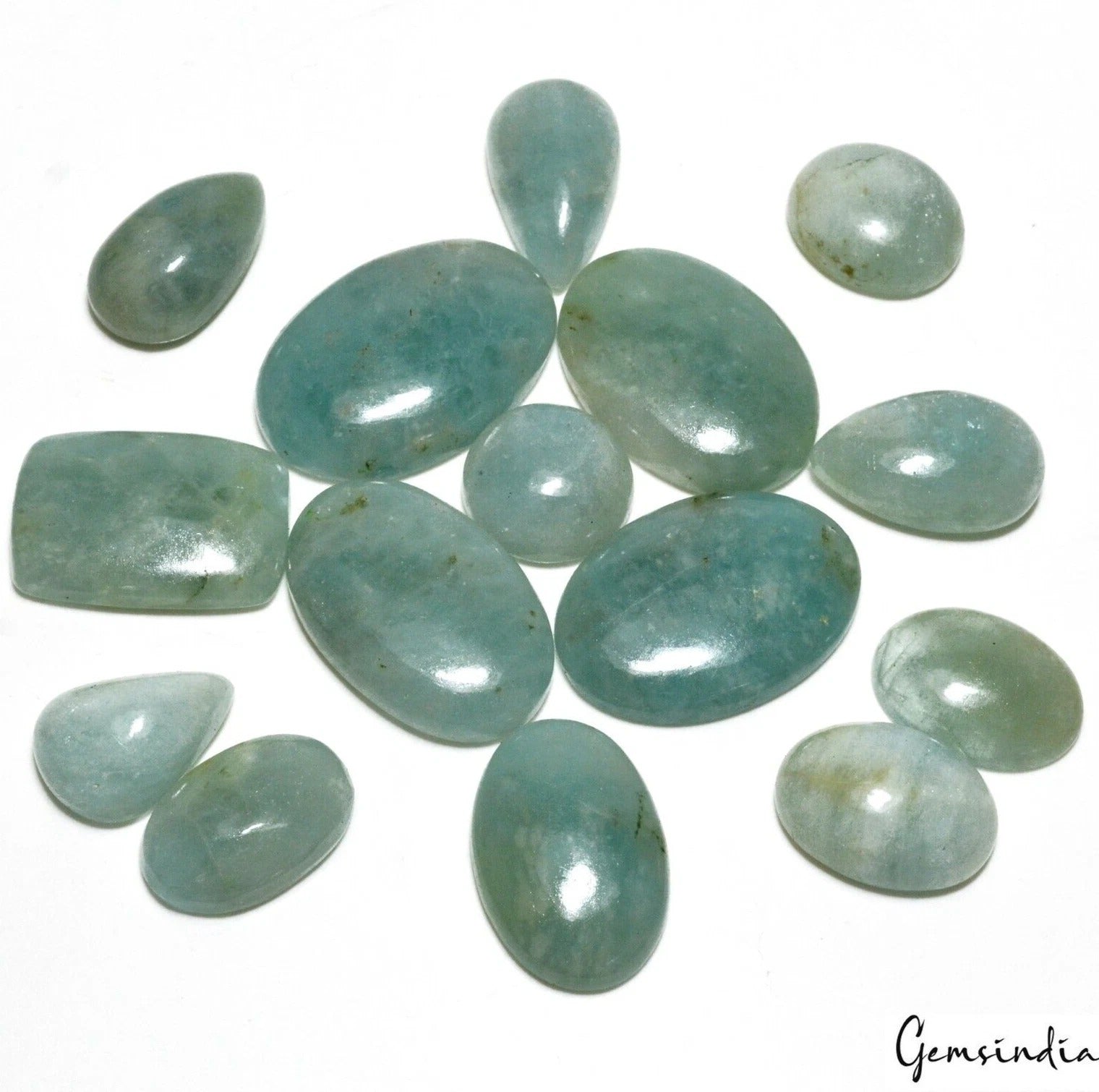 590 Ct/15 Pcs Natural Untreated Blue Aquamarine Beryl Mix Cab Wholesale Gems Lot