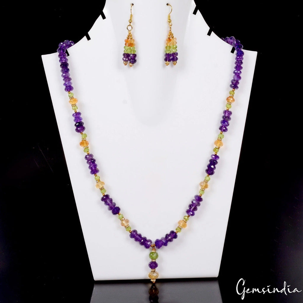 270.90 Cts Natural Untreated Multi Color Round Gems Beaded Handmade Jewelry Set