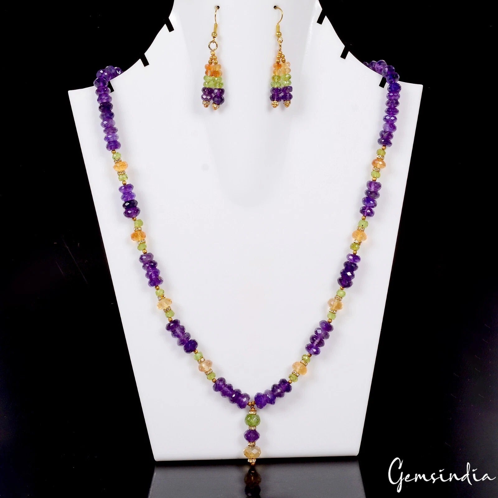 270.90 Cts Natural Untreated Multi Color Round Gems Beaded Handmade Jewelry Set