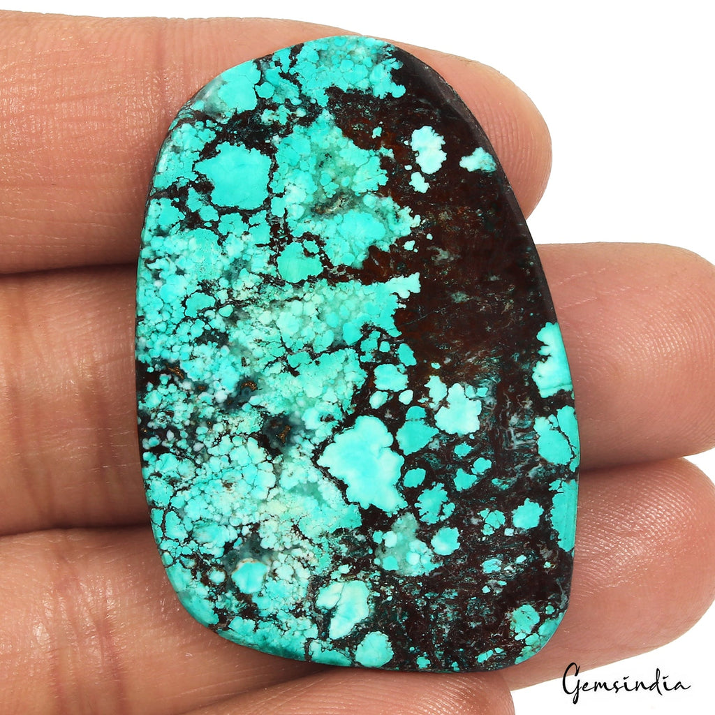 55.50 Ct Blue Spiderweb Turquoise Fancy Cab Arizona Loose Huge Gemstone From U.S
