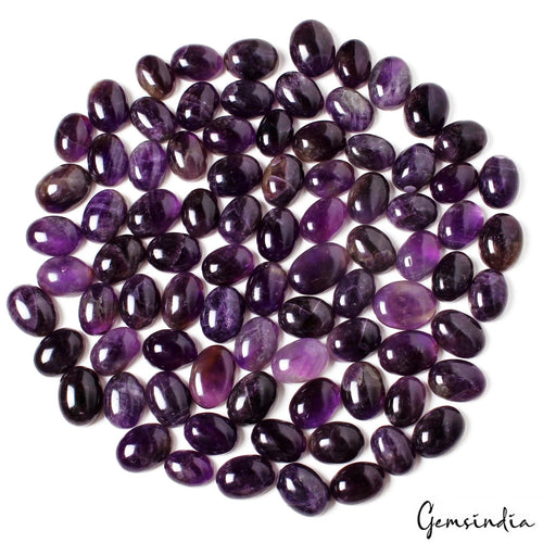 Amethyst Cabochon, Untreated, Purple — 15mm to 20mm, 1100 Ct, Brazil