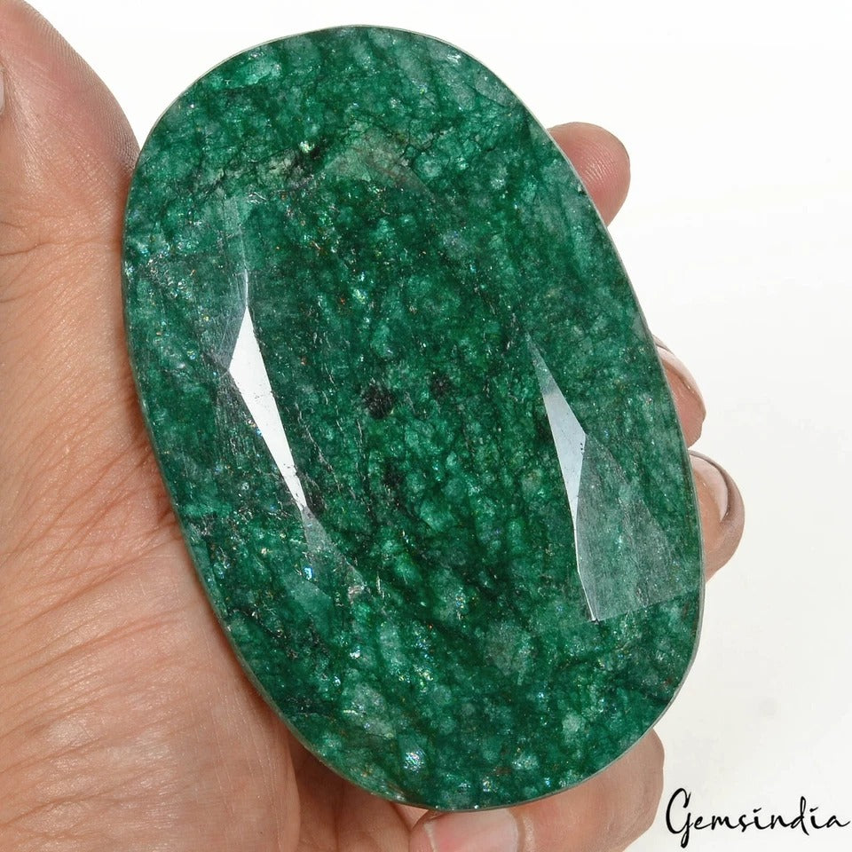 Certified 1600 Cts Natural Brazilian Green Emerald Oval Cut Museum Size Gemstone