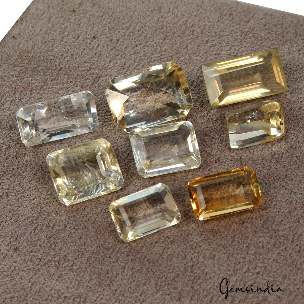 35.10 Ct/8 Pcs Natural Untreated Brazilian Yellow Citrine Octagon Cut Loose Gems