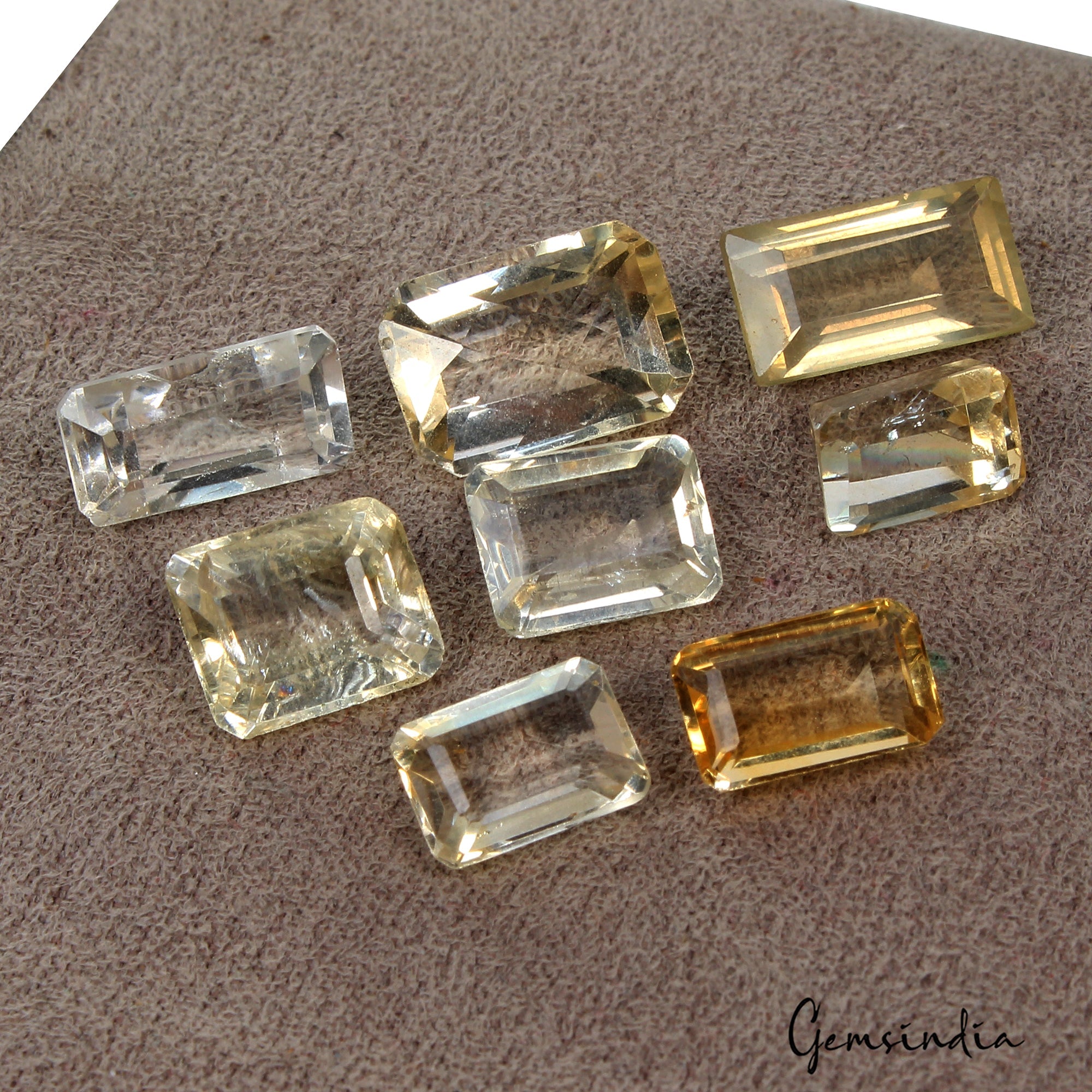 35.10 Ct/8 Pcs Natural Untreated Brazilian Yellow Citrine Octagon Cut Loose Gems
