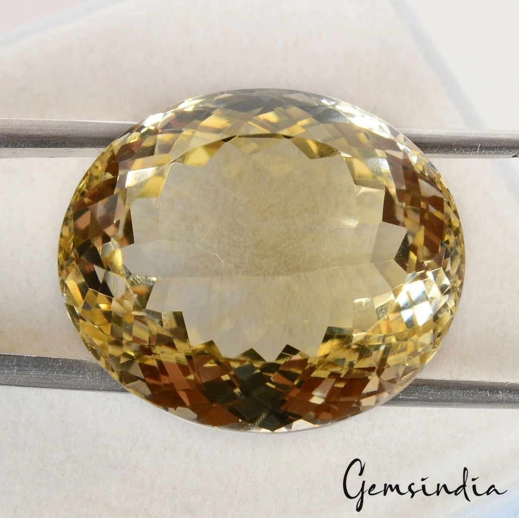 Natural Untreated Yellow Citrine Oval Cut Faceted 28.70 Ct Loose Gem For Jewelry