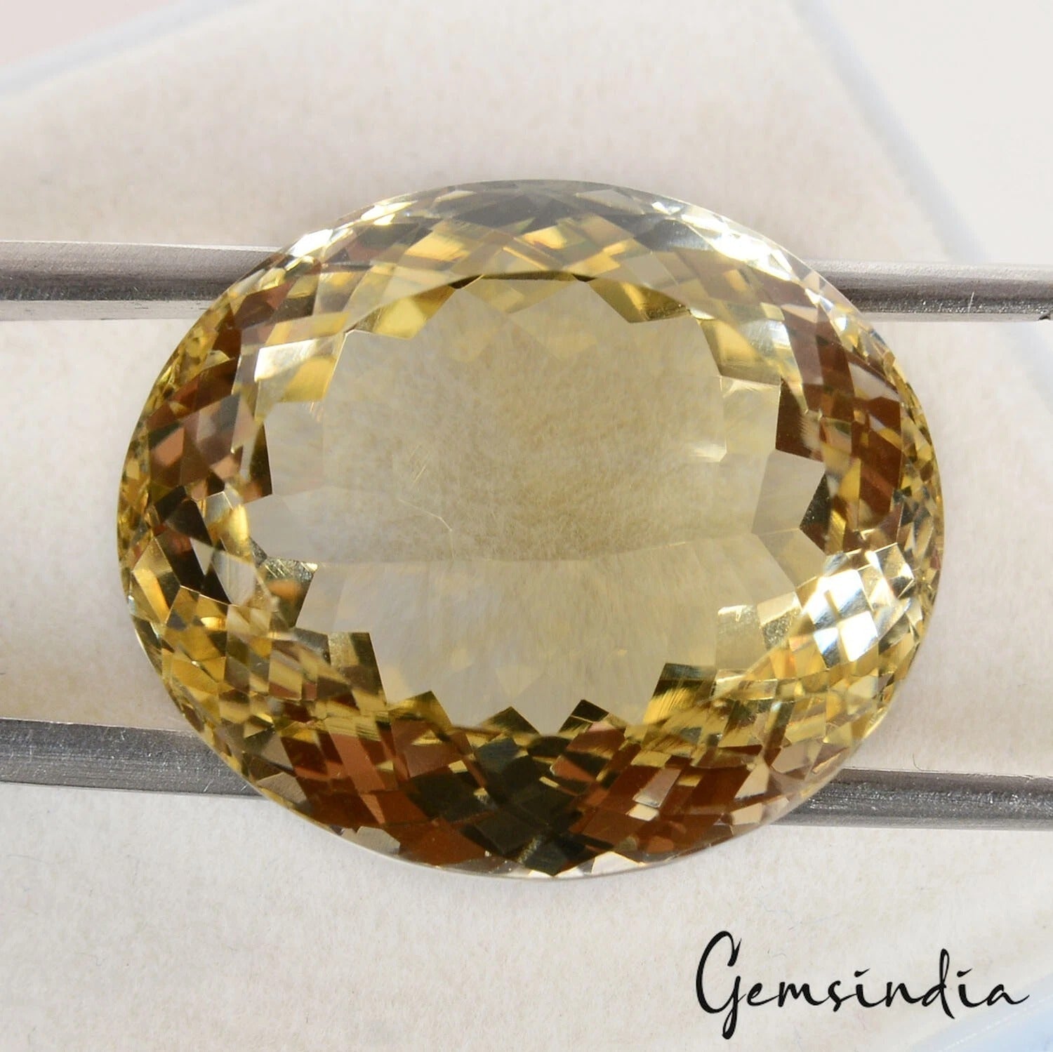 Natural Untreated Yellow Citrine Oval Cut Faceted 28.70 Ct Loose Gem For Jewelry