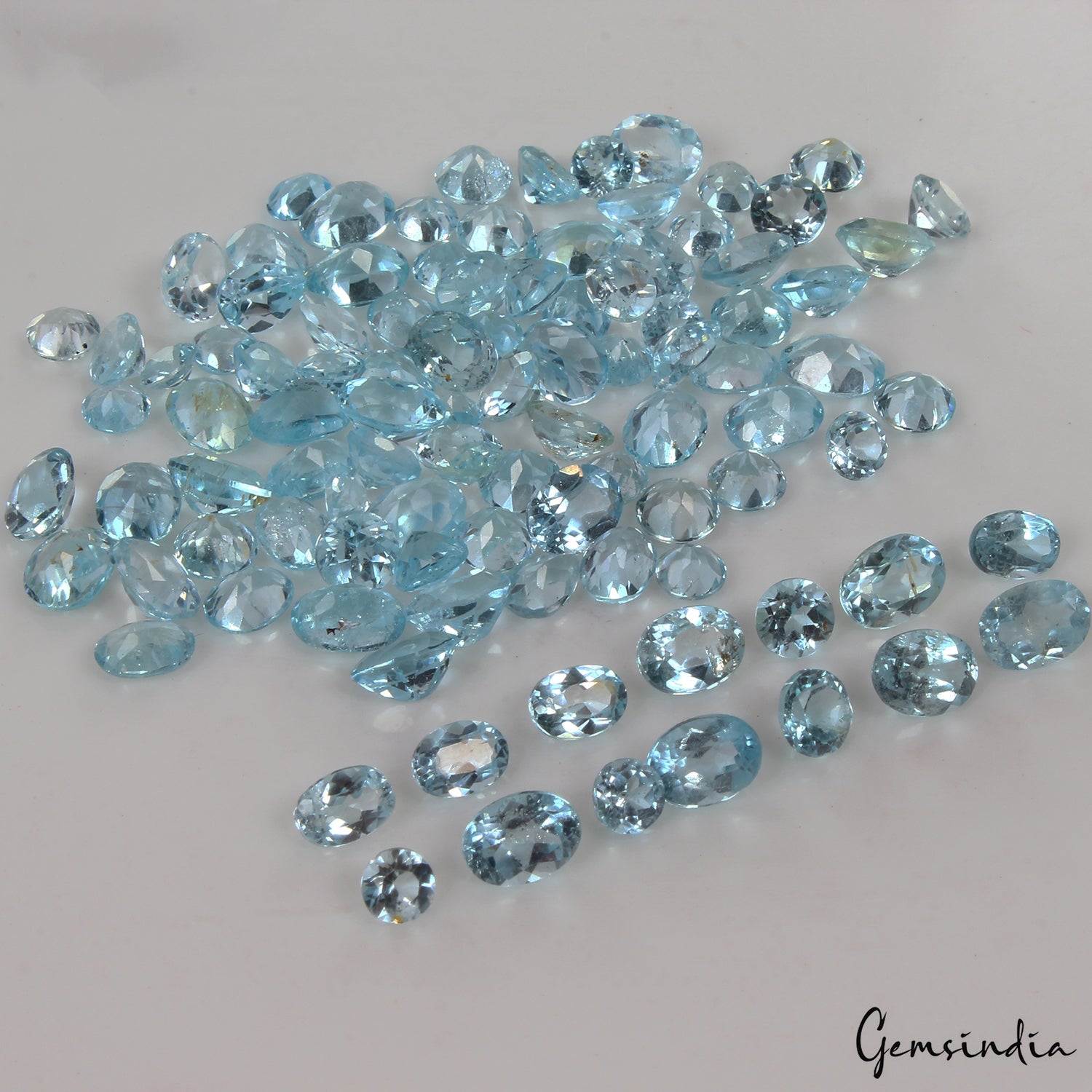 112.90Ct Ravishing Color Blue Topaz Brazil Mix Cut 5-7mm/100 Pcs Full Fire&Clean