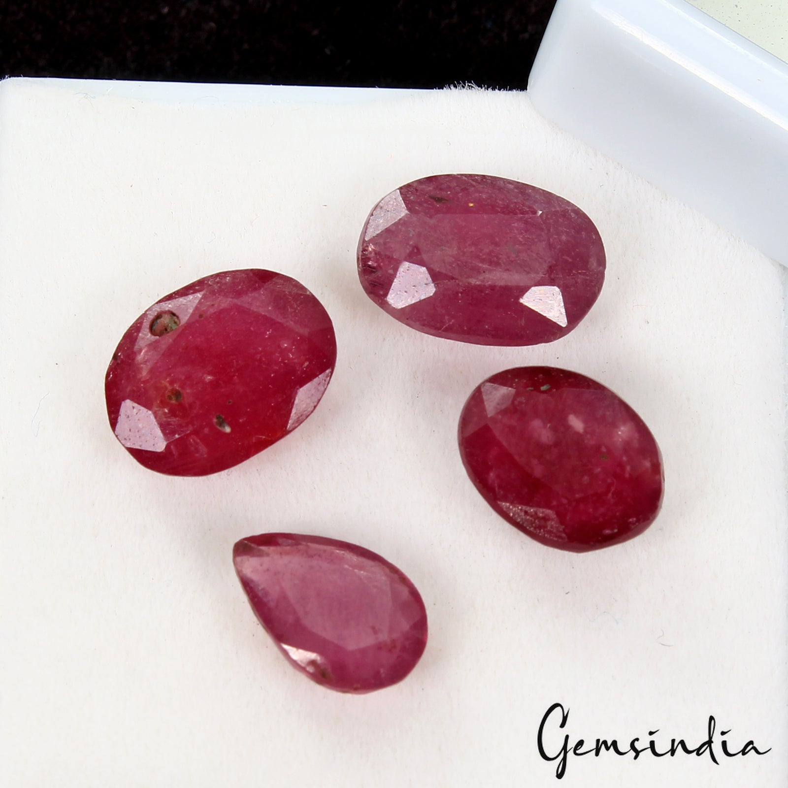 16.60 Cts/4 Pcs Natural Red Ruby Oval Faceted Loose Rare Gems Lot For Jewelry