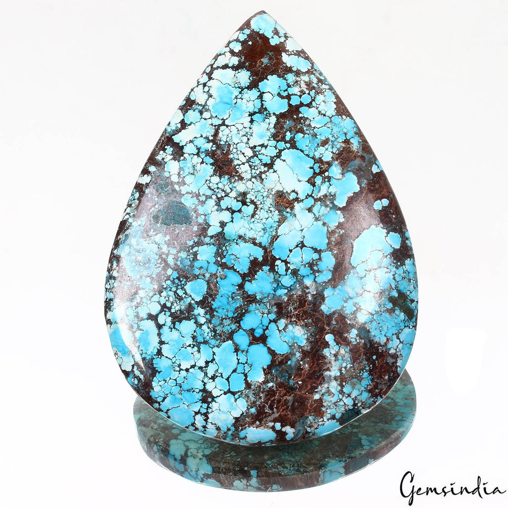 300 Ct Natural Blue Spiderweb USA Arizona Turquoise Pear Cab Loose Huge Size Gem