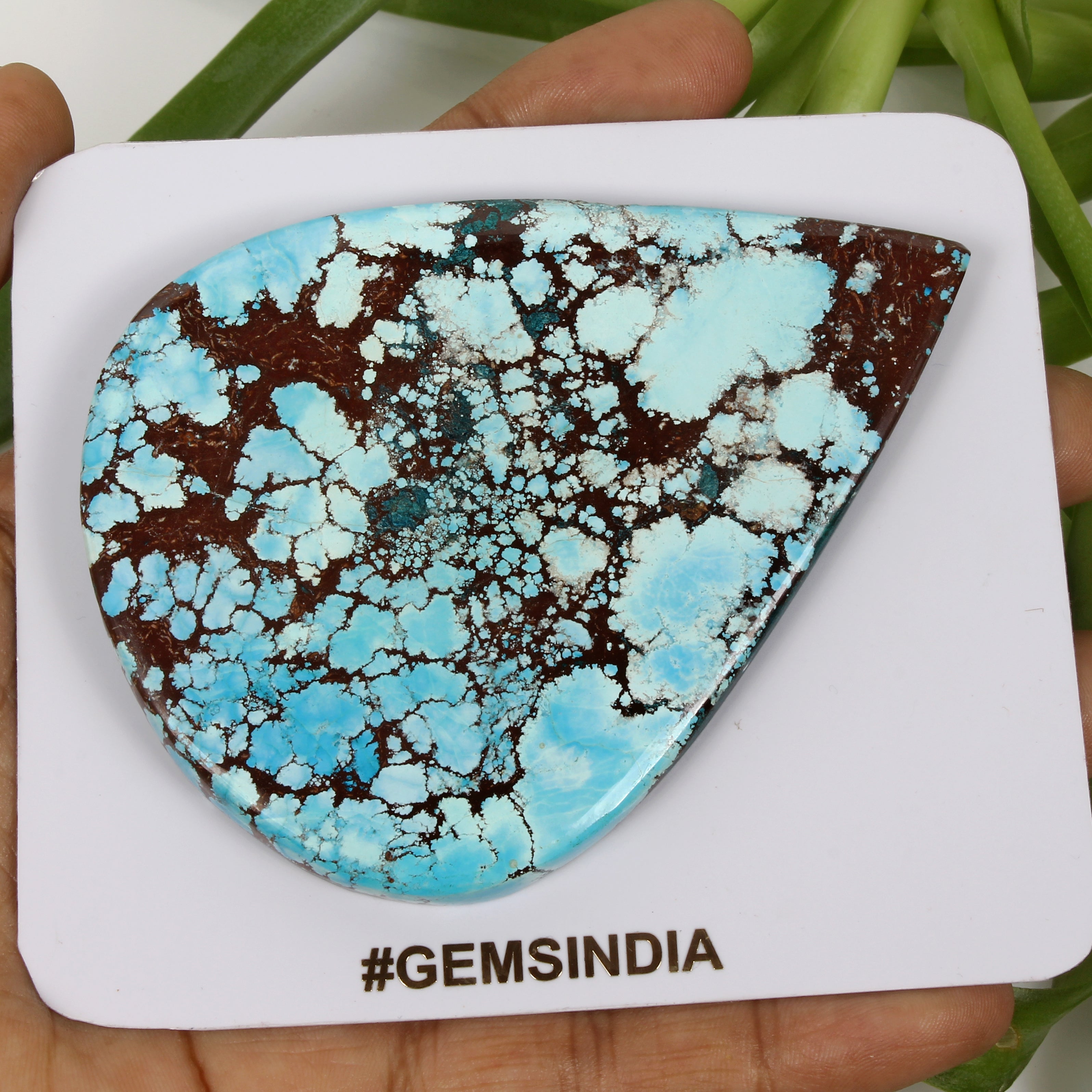 430 Ct Spiderweb Design Turquoise Blue Pear Shape Loose Huge Size Gemstone ~95mm