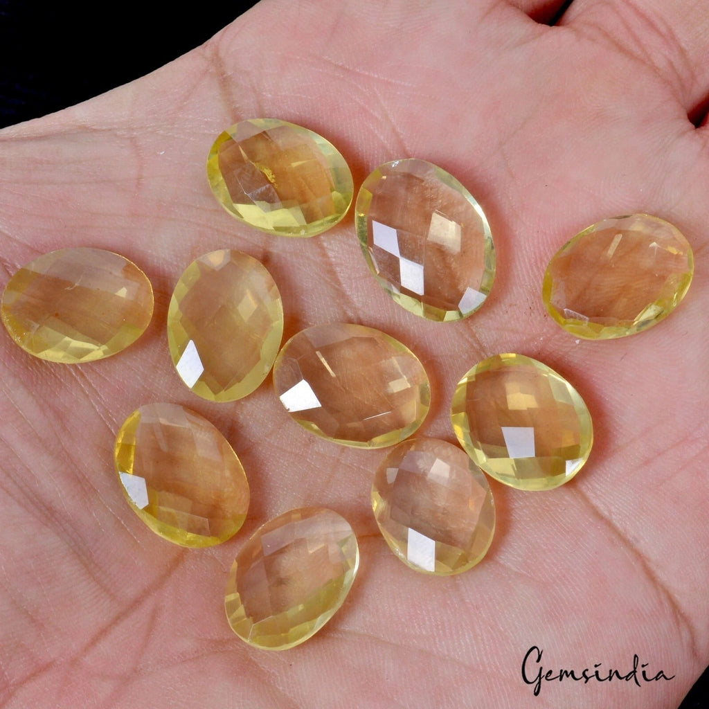 10 Pcs Natural Citrine 15mm-17mm Oval Checker Cut Loose Gemstones Lot~ 64.80 Cts
