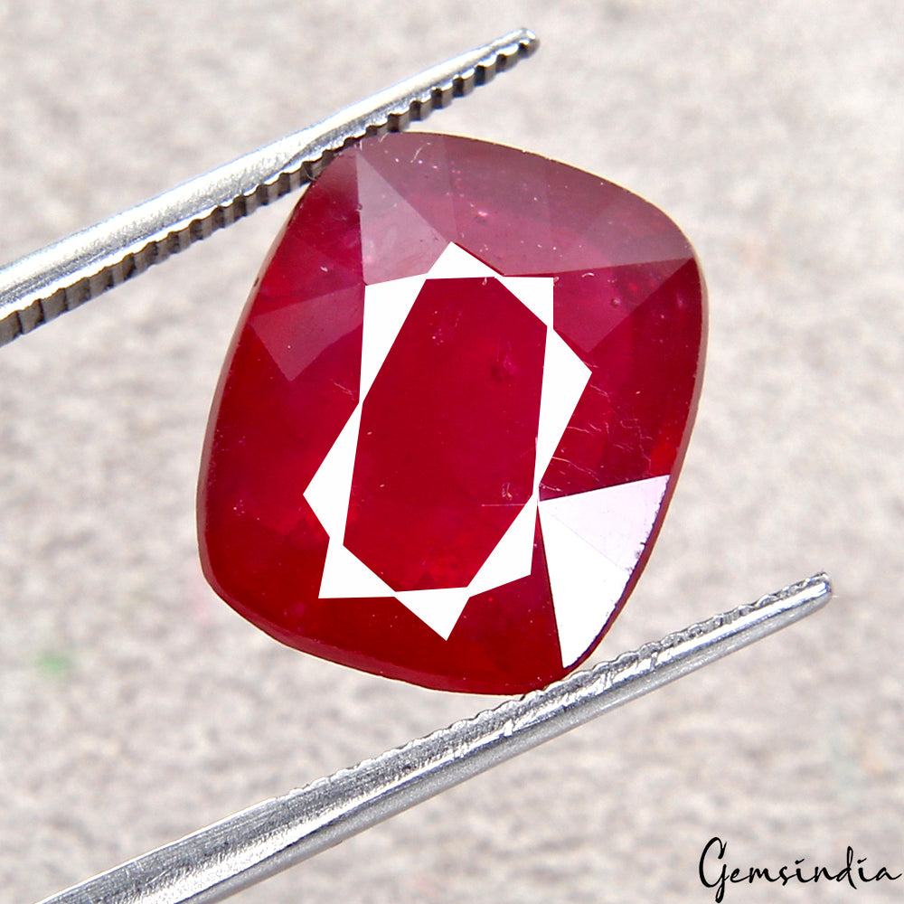 Natural Mozambique Blood Red Ruby 8.30Ct Cushion Cut Certified Flawless Gem~Excl