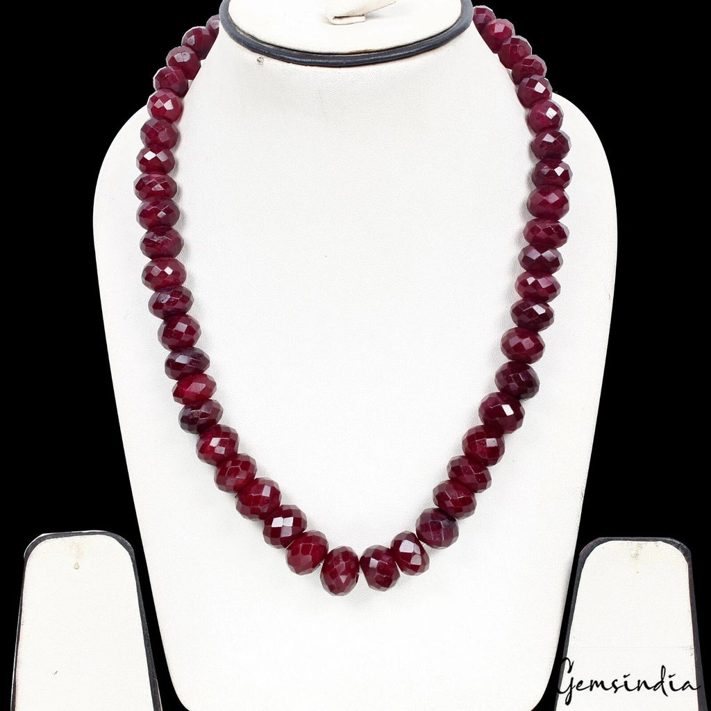 700 Ct Natural Maroon Red Quartz Round Beaded Single Strand Adjustable Necklace