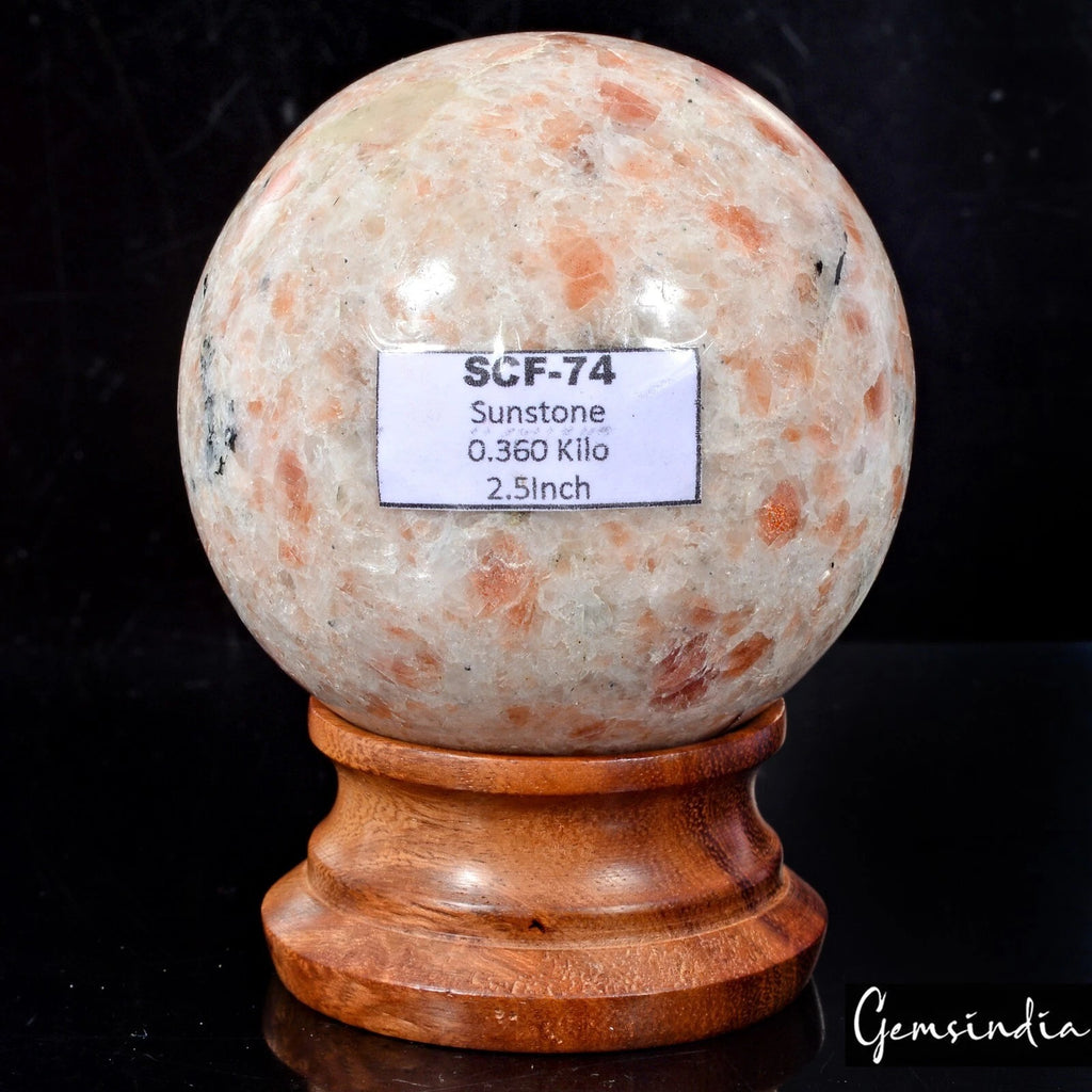 Sunstone Sphere, Untreated — 2.5 Inch, 0.360 Kg (1800 Ct), Madagascar