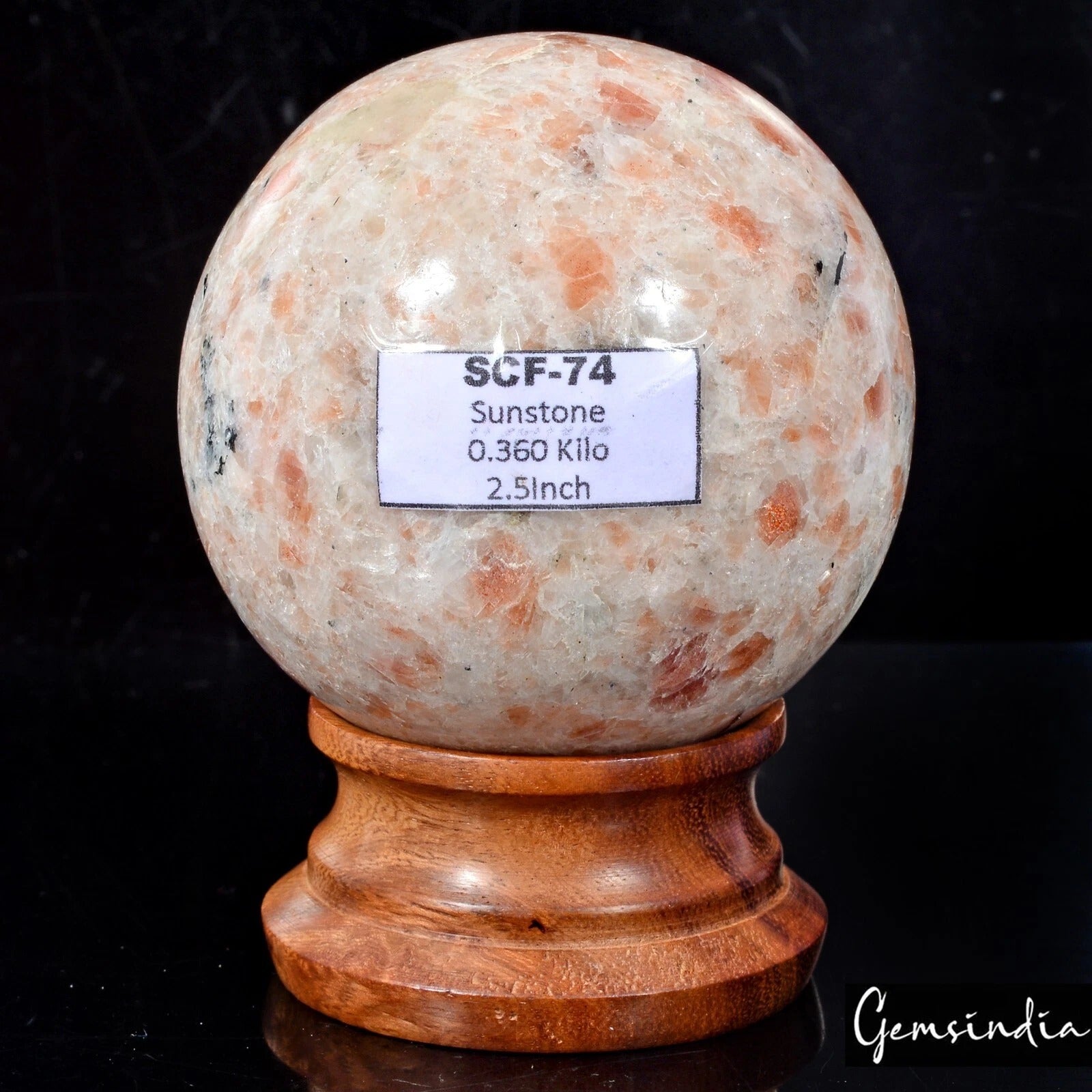 Sunstone Sphere, Untreated — 2.5 Inch, 0.360 Kg (1800 Ct), Madagascar