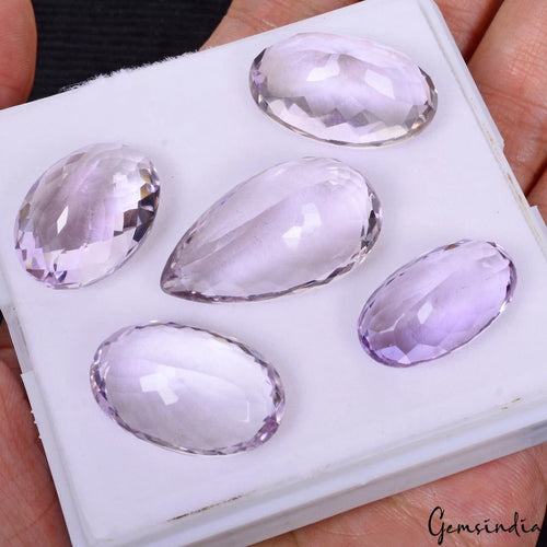 Amethyst Lot, Loose Gemstone — 5 Pieces, 19mm to 27mm, 90.30 Ct, Brazil