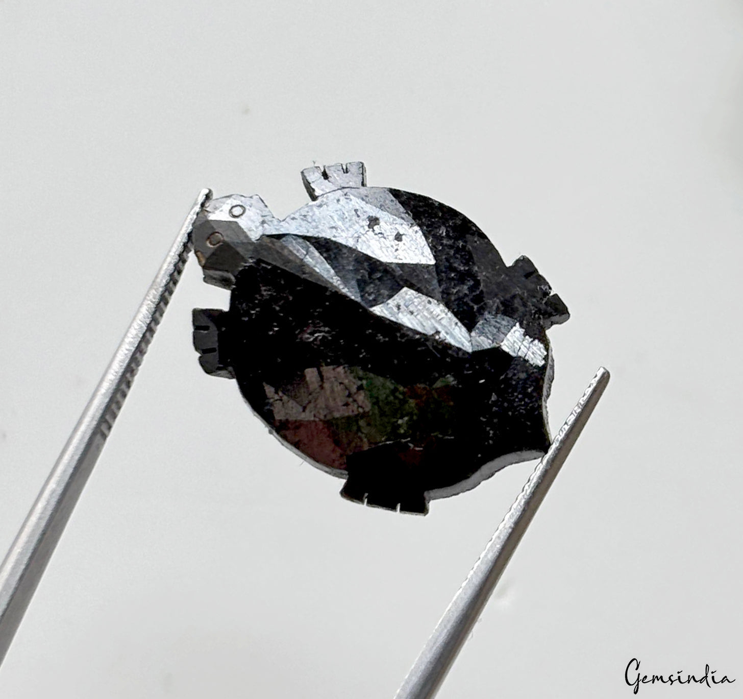 15cts Loose Black Color Turtle Shape Rose Cut Faceted Diamond Earth Mined Stone