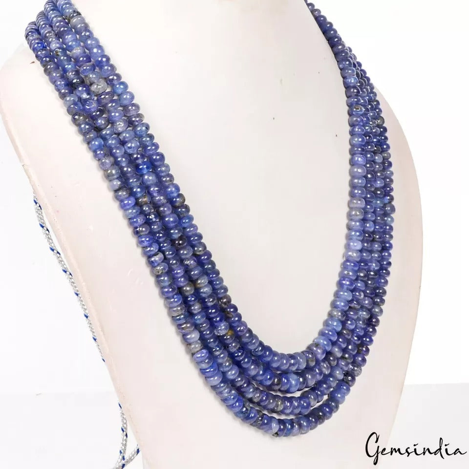 Tanzanite Necklace, Untreated, Blue — 3mm, 610 Ct