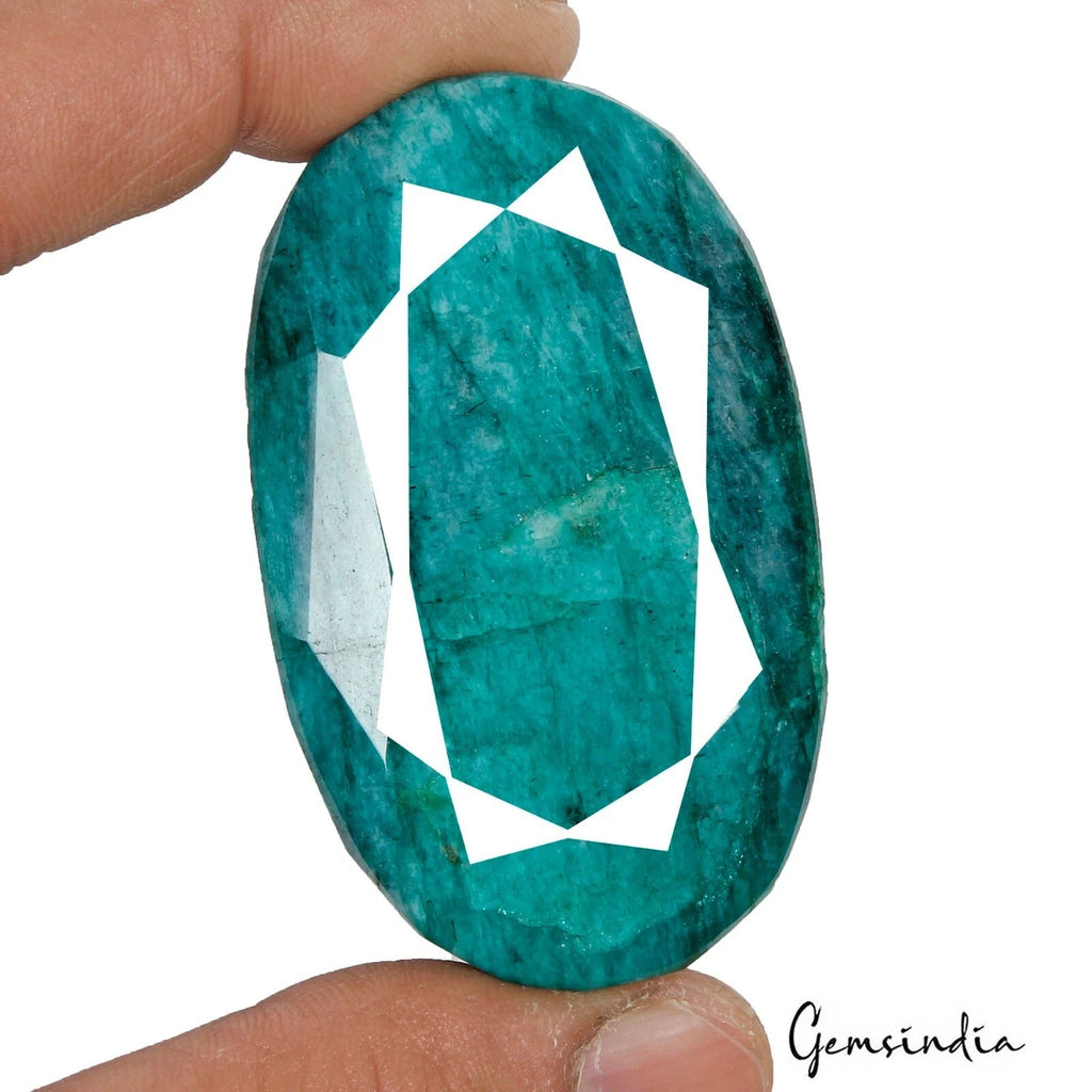 Natural Blue Green Zambian Emerald Oval Faceted Earth Mined Huge Gemstone 480 Ct