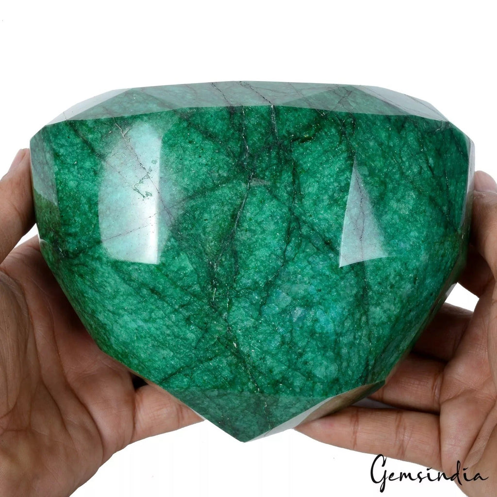3.2 Kg Natural Green Emerald Octagon Cut Earth mined Large Brazil Gemstone ~ NM