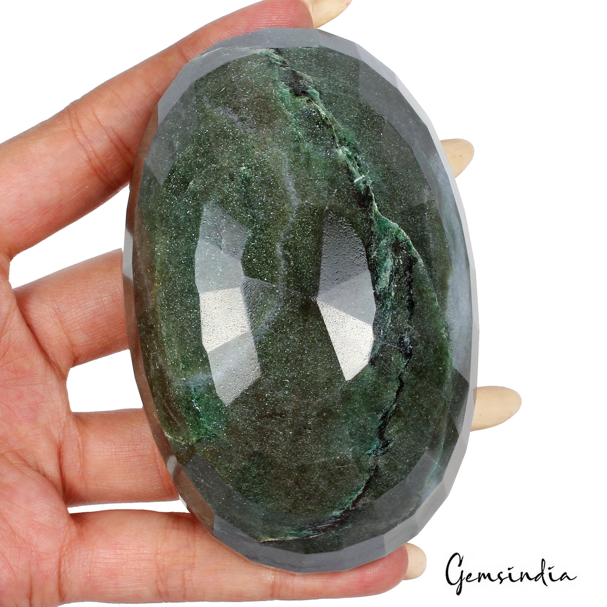 1980 Ct Natural Untreated Green Jasper Oval Faceted Earth Mined Loose Gemstone