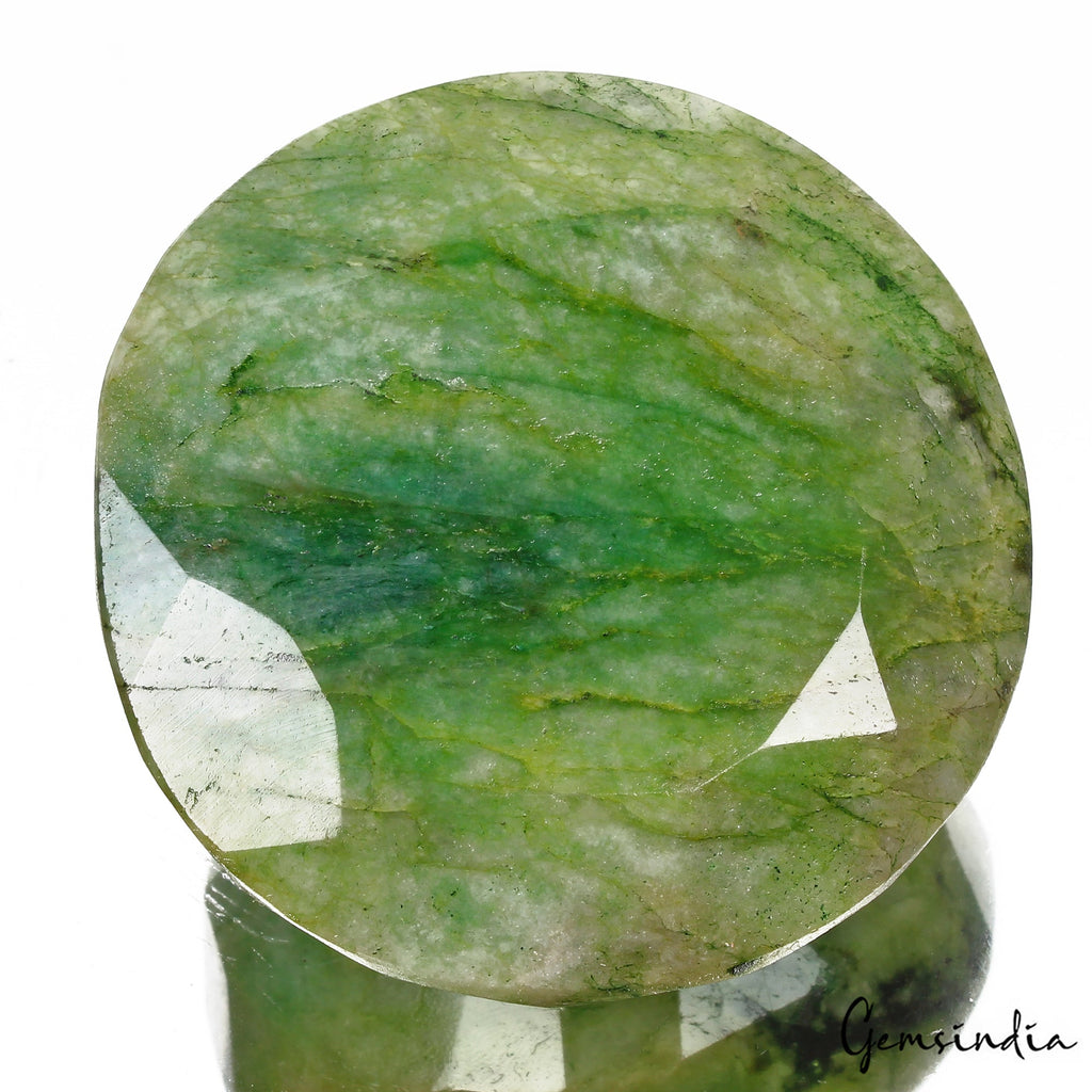 Certified 550 Cts Natural Brazilian Green Emerald Uneven Round Faceted Cut Gem