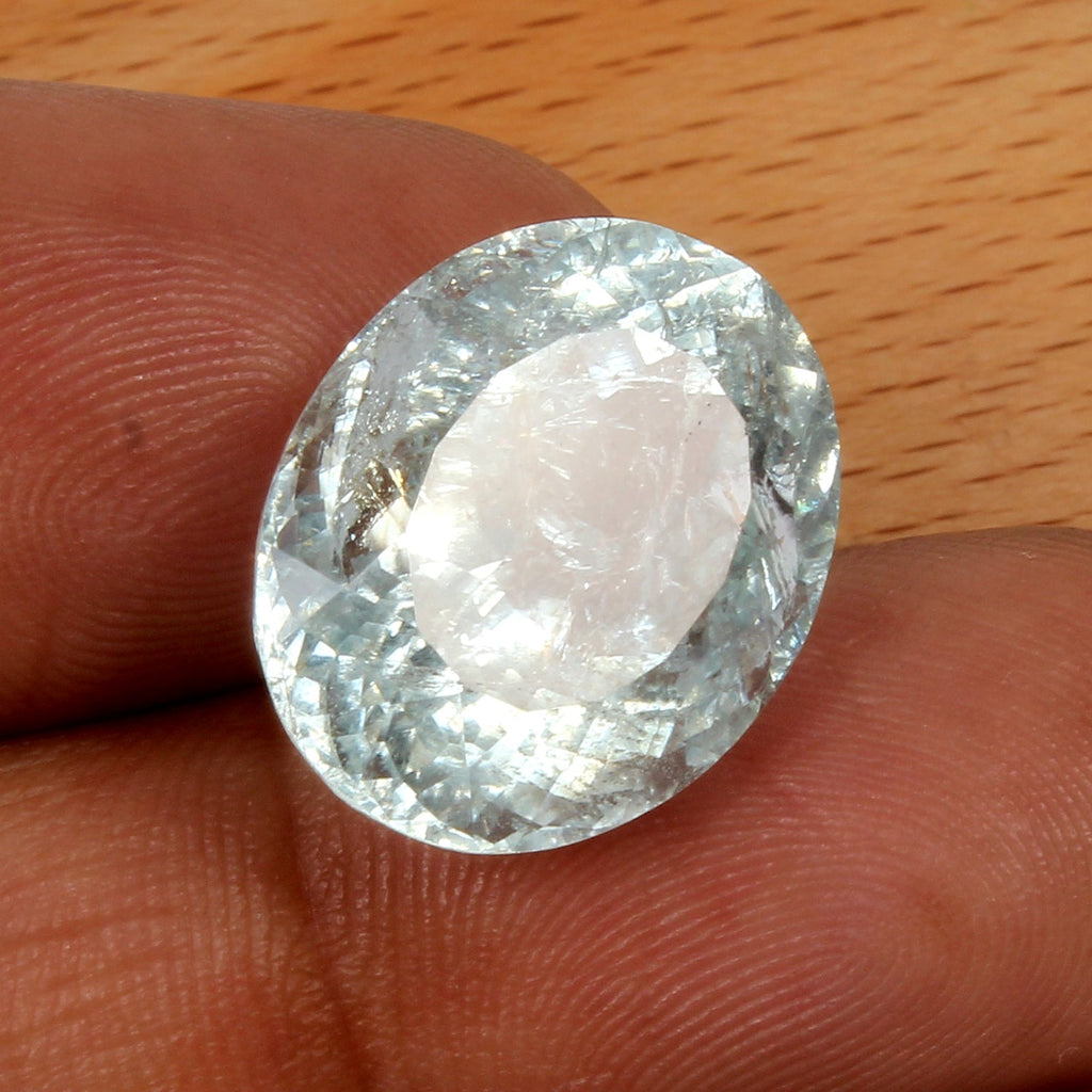 15.20 Cts Natural Aqua Blue Aquamarine Oval Cut Unheated Loose Gemstone, Brazil