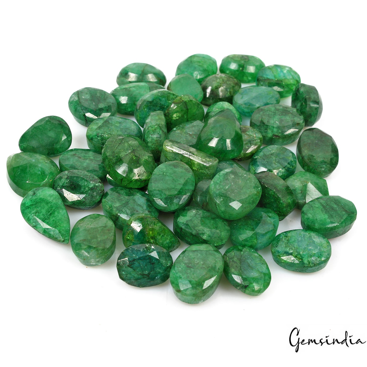 Certified 570 Cts/46 Pcs Natural Brazilian Top Green Emerald Oval Loose Gems Lot