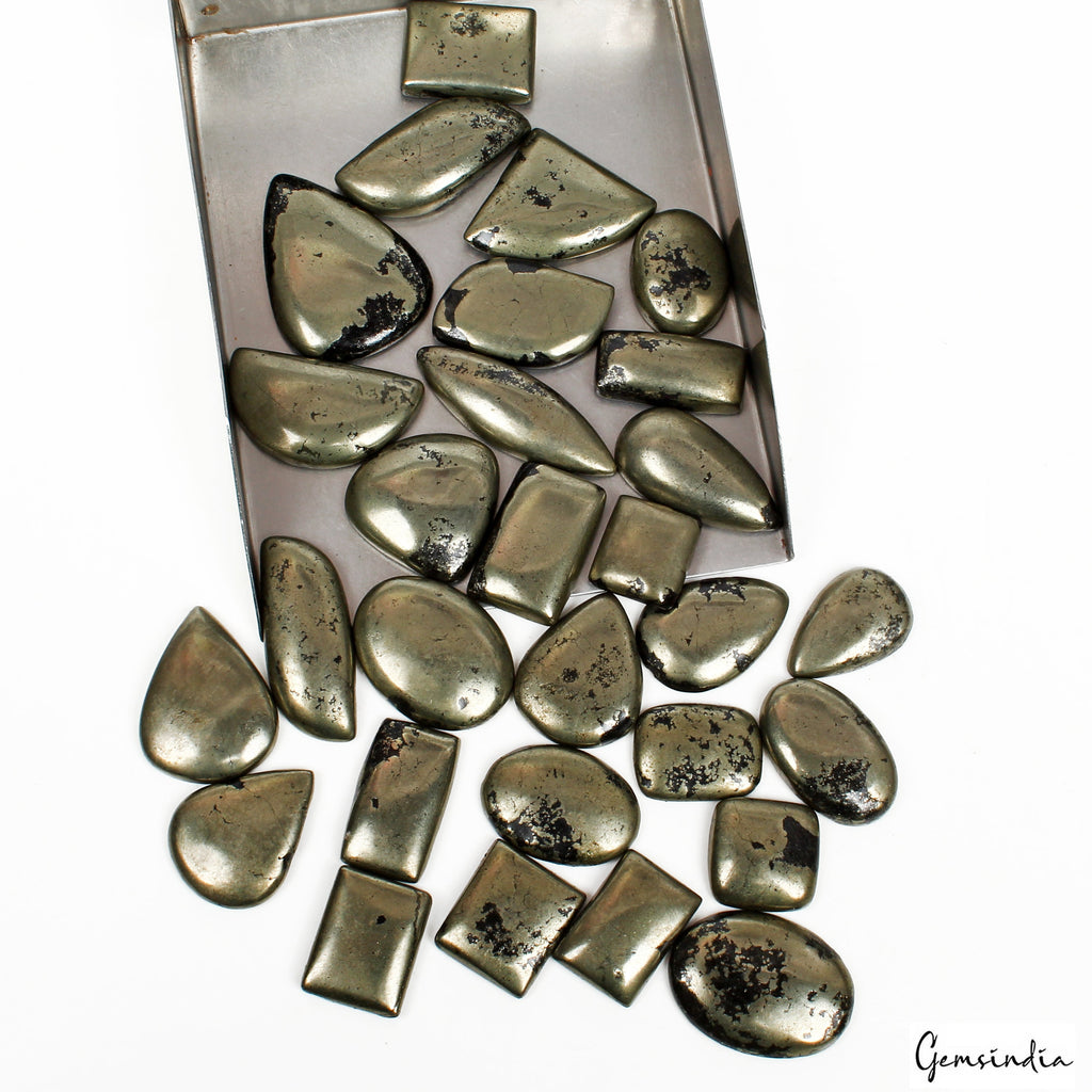 1000 Ct/29 Pcs Natural Apache Gold Pyrite Mix Cab Untreated Loose Wholesale Gems