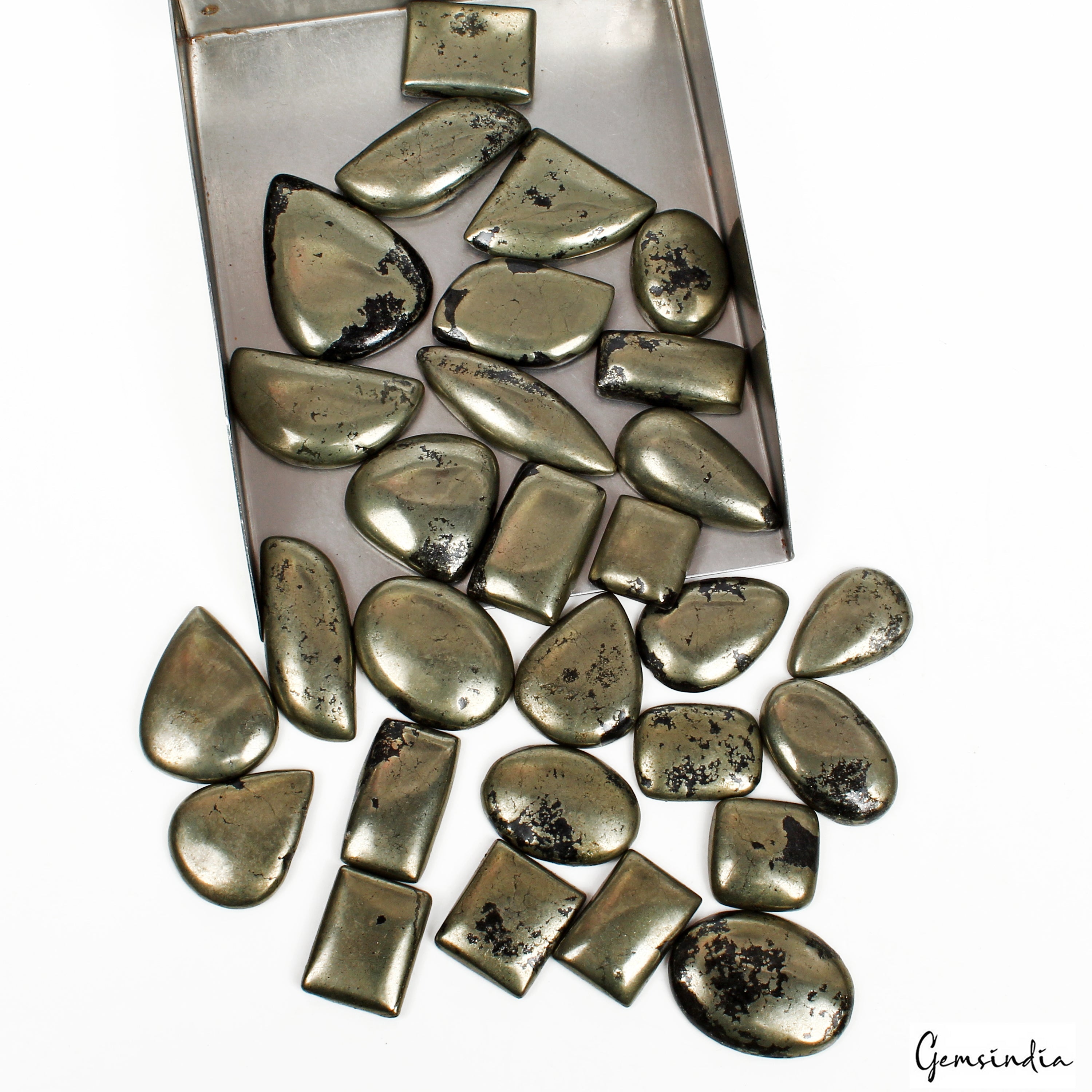 1000 Ct/29 Pcs Natural Apache Gold Pyrite Mix Cab Untreated Loose Wholesale Gems