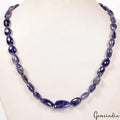 Handmade Single Strand Blue Iolite Gemstone Beads 18" Women Adjustable Necklace