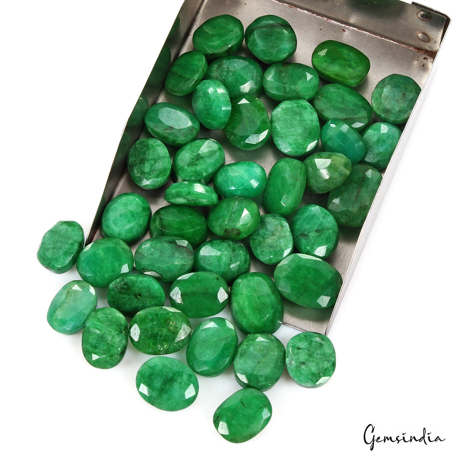 500 Ct Natural Finest Green Emerald Oval Cut Faceted Loose Wholesale Gems Lot 42