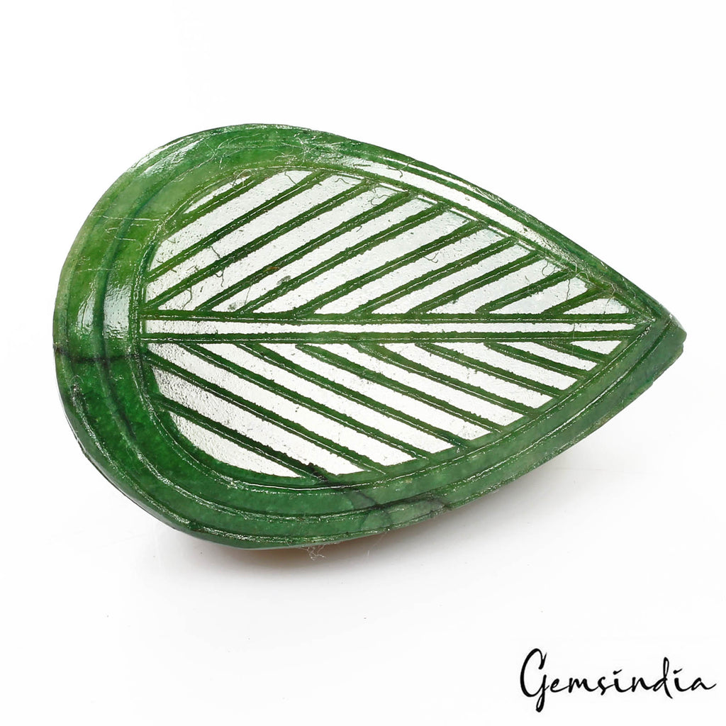 Emerald Carving, Color Enhanced, Green — 45 x 29 x 22mm, 169.60 Ct, Brazil