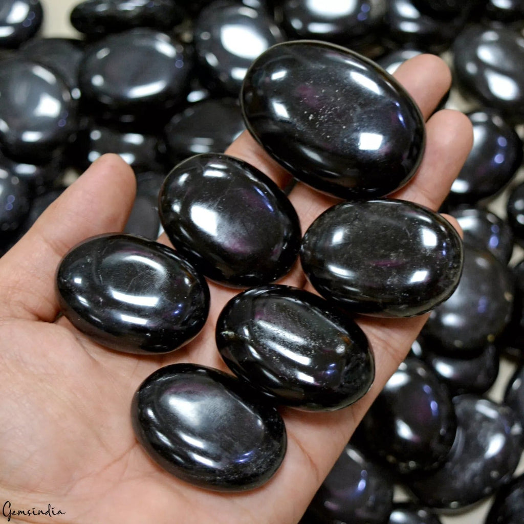 Oval Cab Palm Stones Bulk Lot Wholesale Crystal Black Obsidian Gemstones~ 2.4 Kg