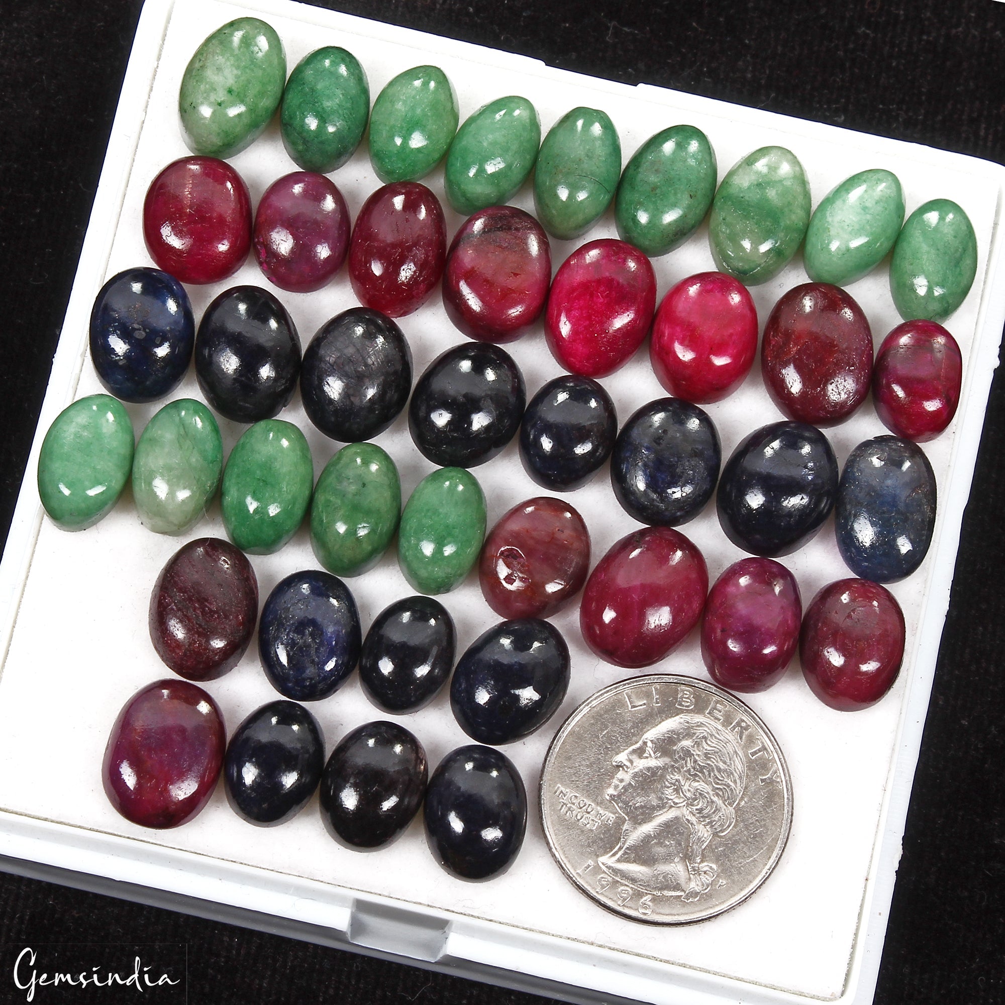 Certified 350 Ct Natural Ruby Emerald Sapphire Oval Cabochon Loose Gemstones Lot
