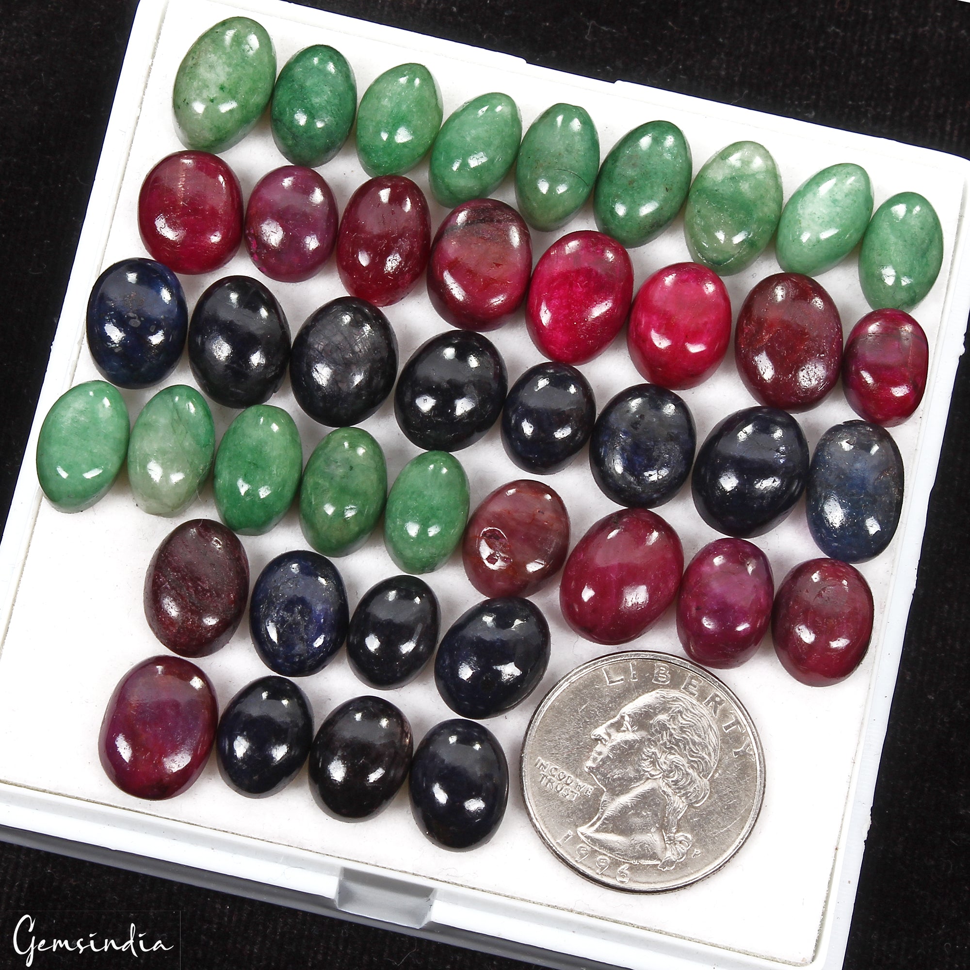 Ruby Lot, Cabochon, Color Enhanced — 42 Pieces, 11mm to 14mm, 350 Ct