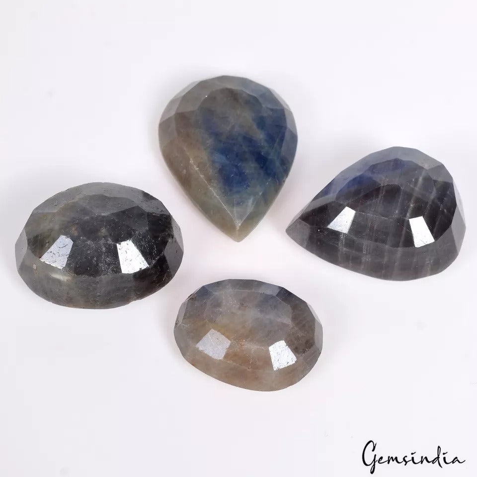 Certified 241.80 Ct/4Pcs Natural Untreated Blue Gray Sapphire Mix Cut Loose Gems