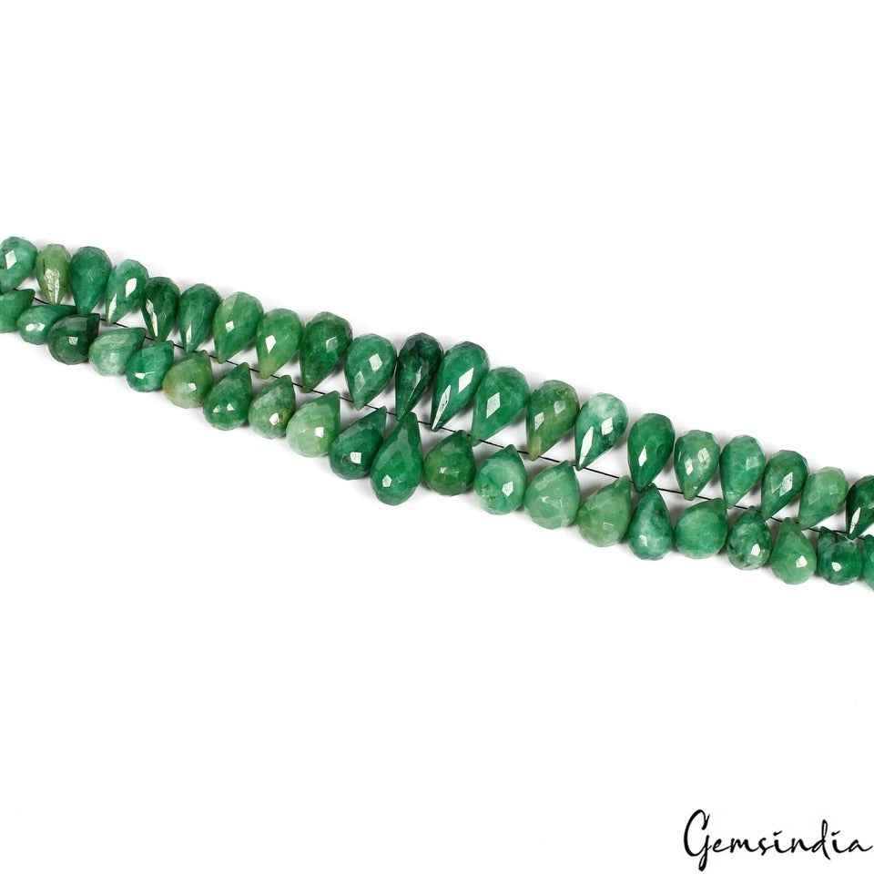 1500 Ct Natural Brazilian Green Emerald Pear Checker Cut Drill Bead/Briolettes