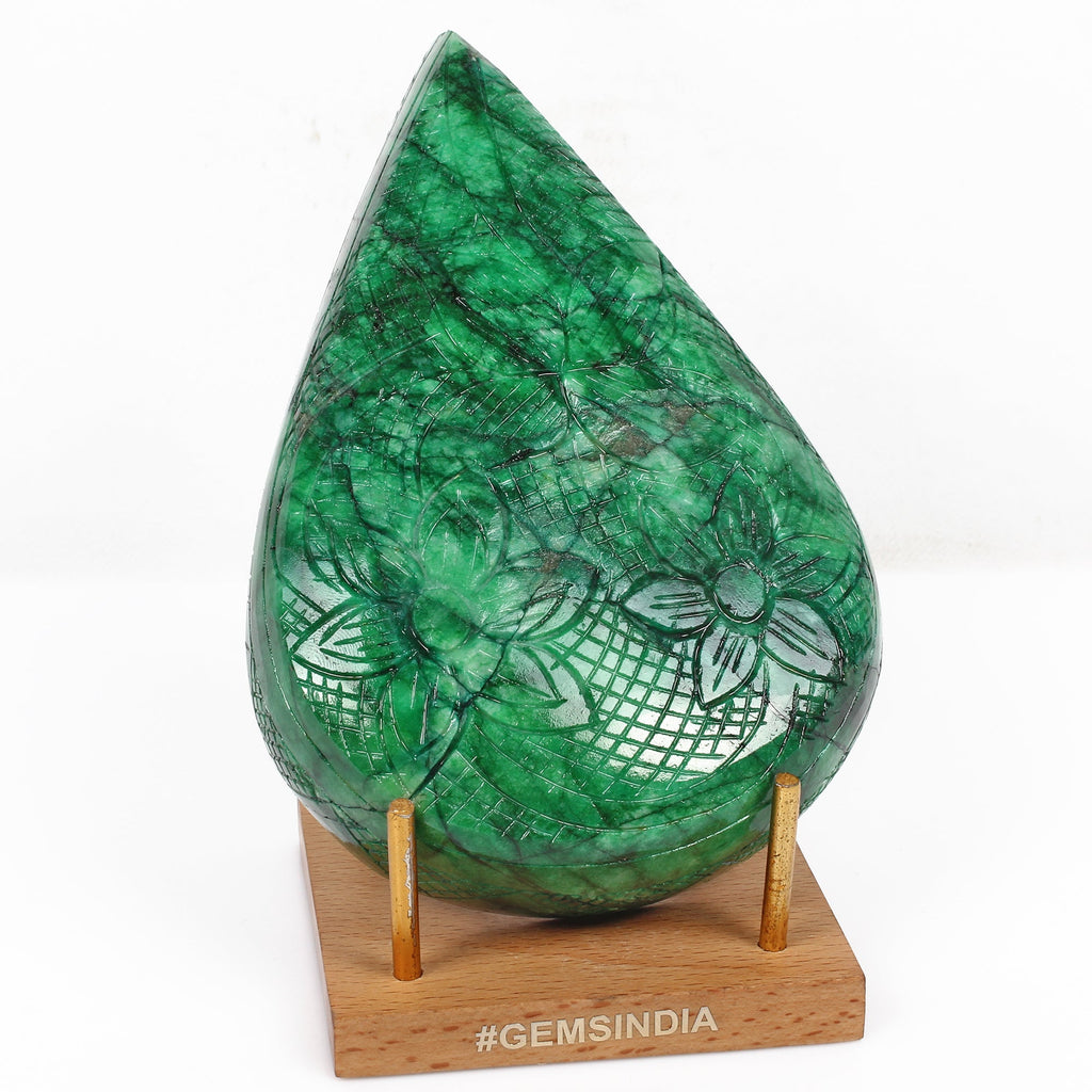 4040 Cts Natural Brazilian Green Emerald Pear Carving Masterpiece Huge Size Gem