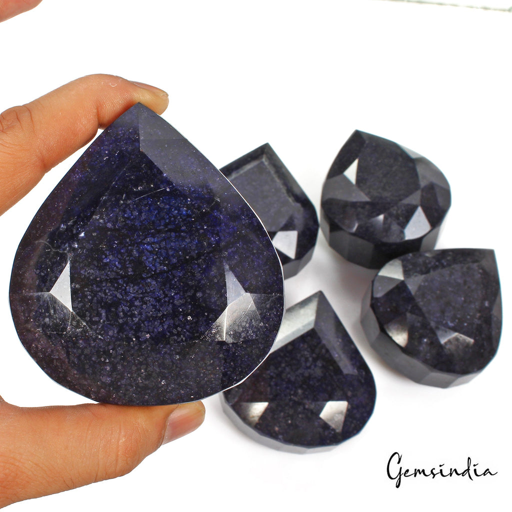 5 Pcs/2.25 Kilo Top Blue Sapphire Huge Pear Cut Loose Wholesale Display Gemstone