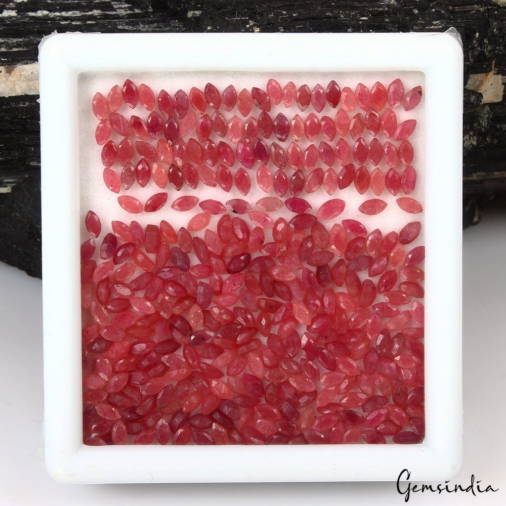 310 Pcs Natural Red Ruby 4x2mm Marquise Cut Loose Gemstone Wholesale Lot~49.70Ct