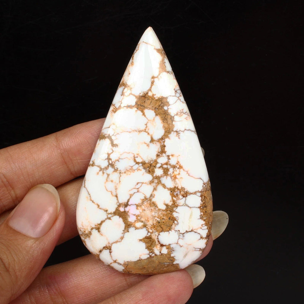 135.85 Ct Natural Untreated White Buffalo Turquoise Pear Cab Gems For Jewelry